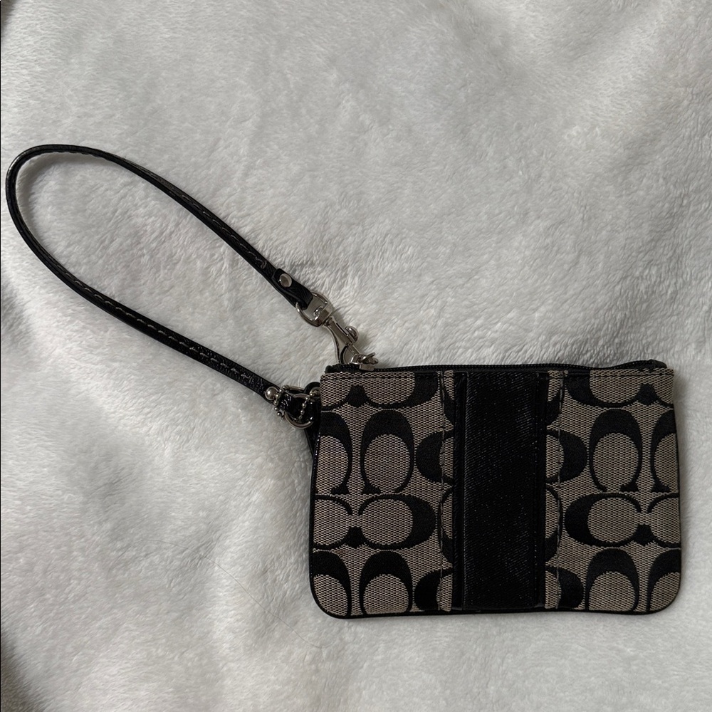 Coach Black and Gray Signature Wristlet NWOT